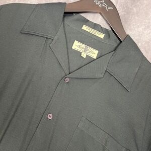 Eighty Eight Mens Short Sleeve Camp Collar Shirt Charcoal Grey Textured Rayon L